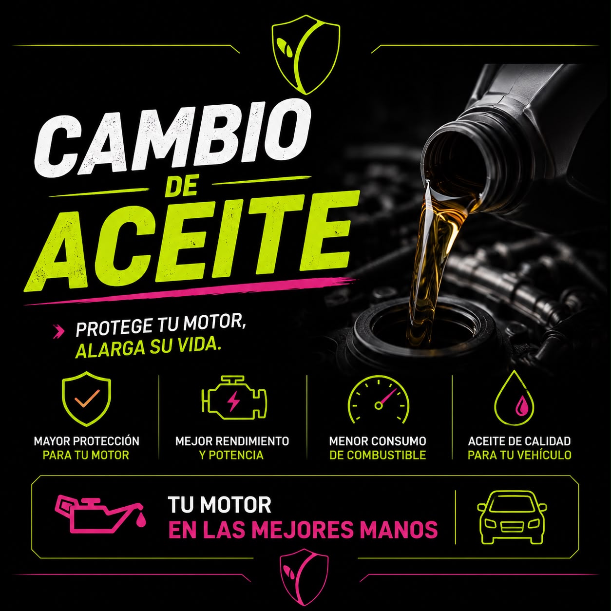 CAMBIO DE ACEITE DE MOTOR Y FILTRO ALTERNATIVO PARA VEHÍCULOS DESDE 2.100CC HASTA 2.500CC DIESEL