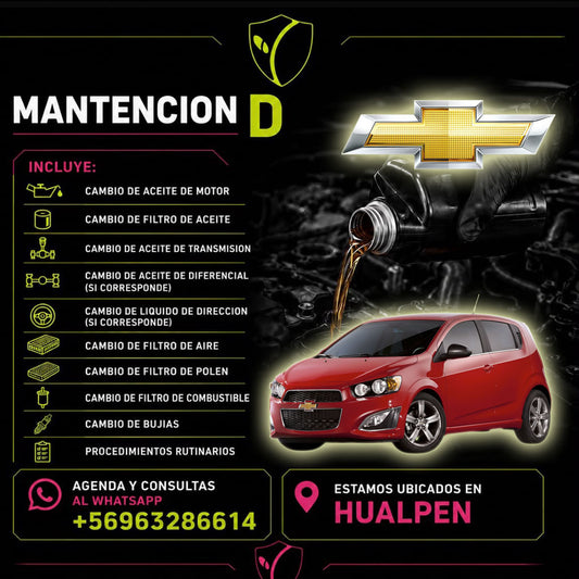MANTENCION D CHEVROLET SONIC REPUESTOS ALTERNATIVOS