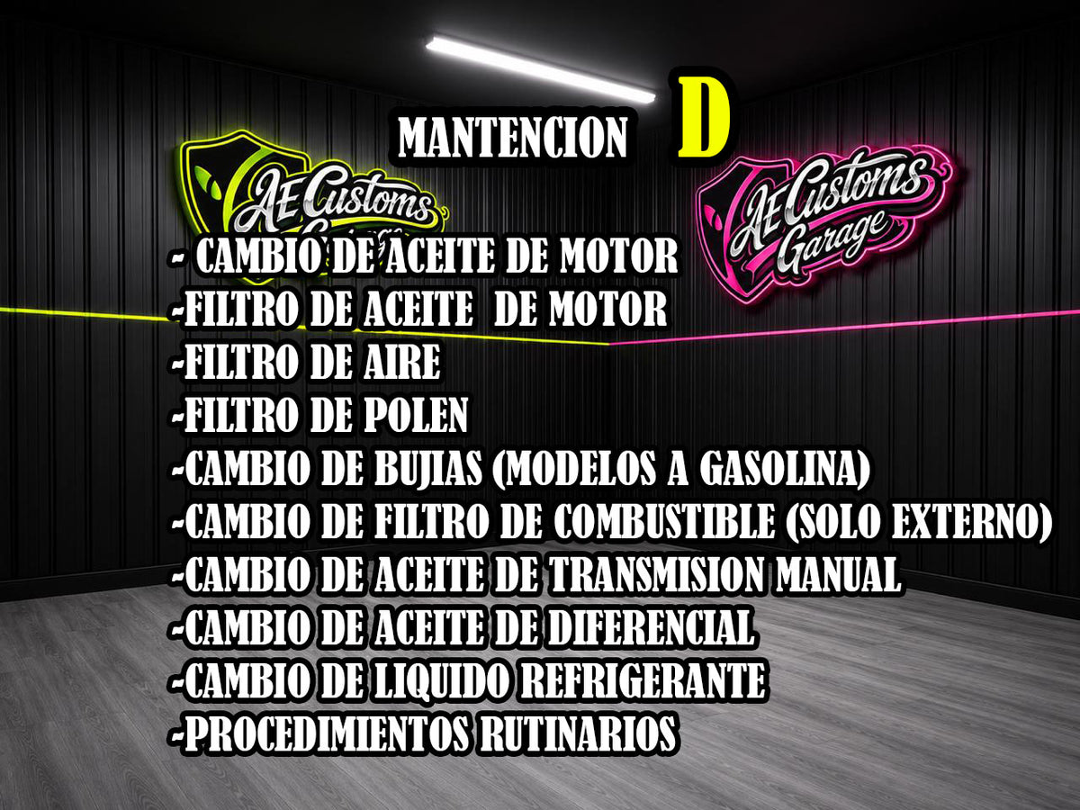 MANTENCION POR KILOMETRAJE VEHICULOS COMUNES TIPO D