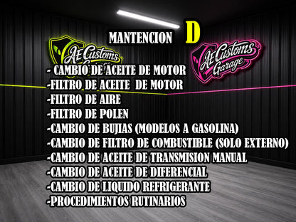 MANTENCION POR KILOMETRAJE VEHICULOS COMUNES TIPO D