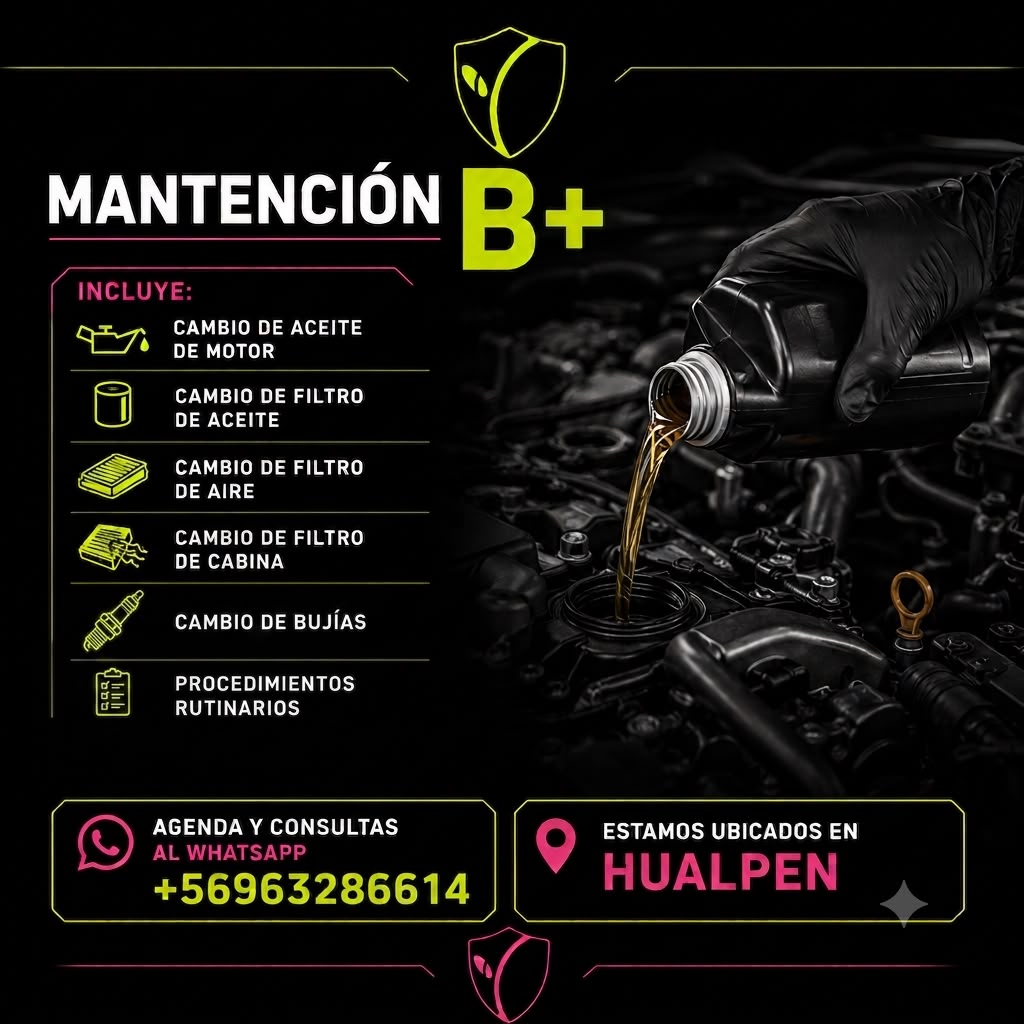 MANTENCION B + CAMBIO DE BUJIAS REPUESTOS ALTERNATIVOS, AUTOMOVILES Y SUV (VER MODELOS EN LA DESCRIPCION)